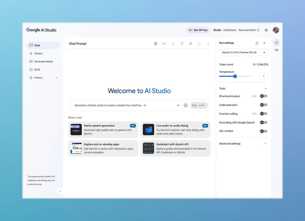 Google AI Studio interface