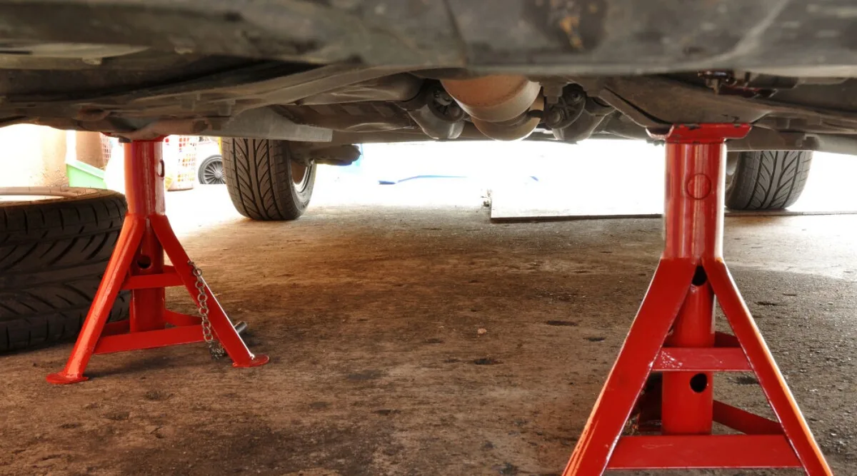 jack stands under car