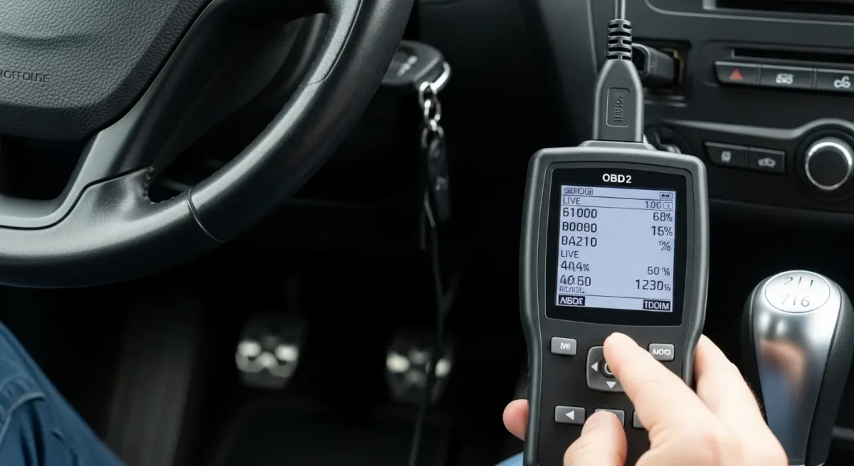 OBD-II scanner plugged into port