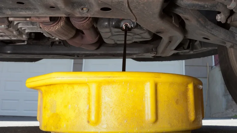 oil drain pan under car